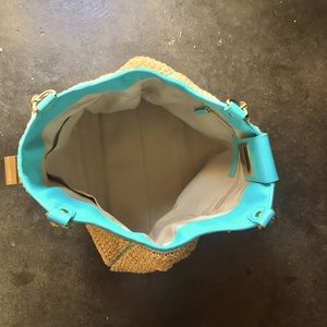 Talbots Rattan Turquoise Trimmed Tote
